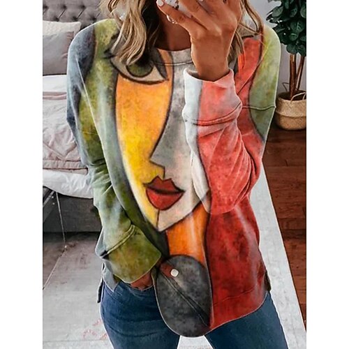 

Women's Sweatshirt Pullover Floral Plaid Checkered Portrait Print Daily Sports 3D Print Active Streetwear Clothing Apparel Hoodies Sweatshirts Green Yellow