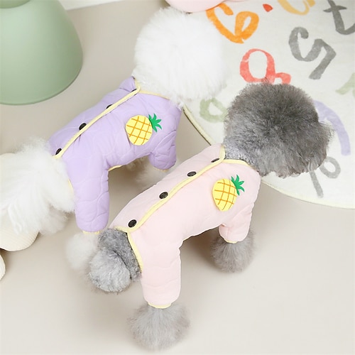 

Dog Cat Jumpsuit Fruit Solid Colored Cute Sweet Dailywear Casual Daily Winter Dog Clothes Puppy Clothes Dog Outfits Soft Purple Pink Costume for Girl and Boy Dog Cotton S M L XL 2XL