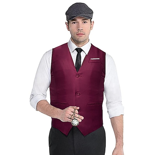 

The Great Gatsby Gentleman Vintage 1920s Masquerade Vest Waistcoat Men's Slim Fit Costume Vintage Cosplay Event / Party Sleeveless Vest Masquerade