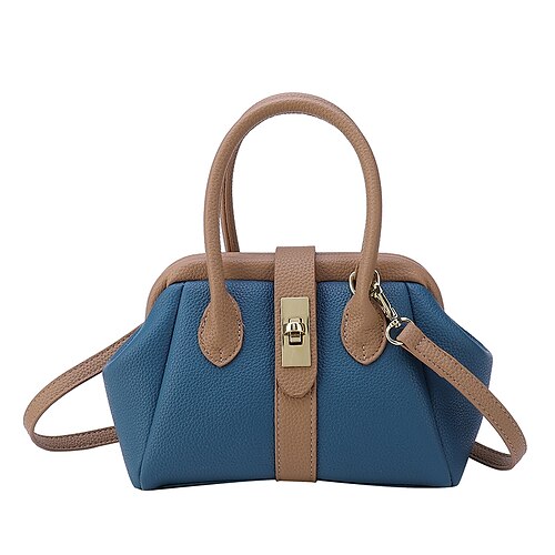 

Women's Leather Bag Top Handle Bag PU Leather Zipper Solid Color Shopping Going out Green Black Blue Pink