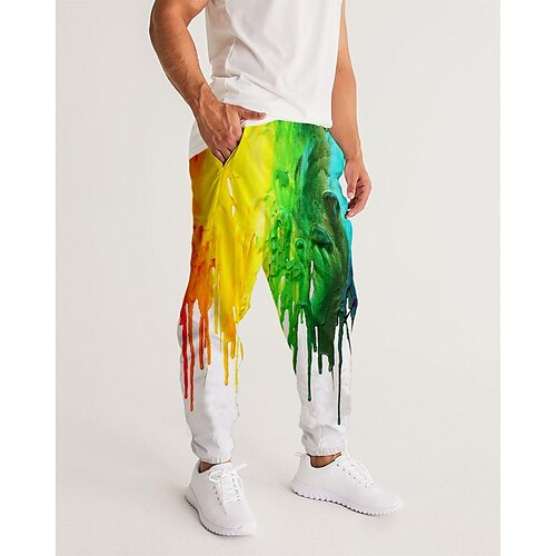 

Men's Sweatpants Joggers Trousers Drawstring Side Pockets Elastic Waist Graphic Prints Comfort Breathable Sports Outdoor Casual Daily Streetwear Designer Rainbow Micro-elastic / Elasticity