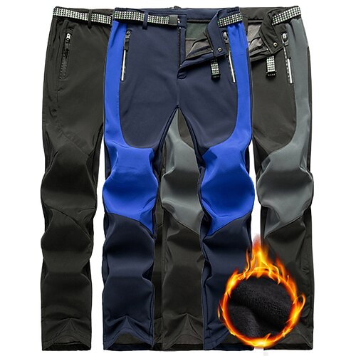 

Men's Hiking Pants Trousers Fleece Lined Pants Softshell Pants Outdoor Thermal Warm Windproof Breathable Water Resistant Pants / Trousers Bottoms Elastic Waist Zipper Pocket Black Grey Camping