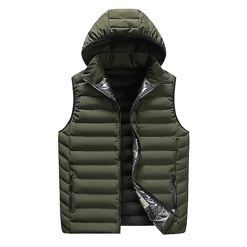 

Men's Down Vest Puffer Vest Windproof Warm Street Daily Holiday Pure Color Outerwear Clothing Apparel Classic & Timeless Casual Daily Black Blue Yellow