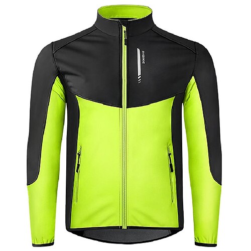 

INBIKE Men's Cycling Jacket Windbreaker Winter Thermal Warm Waterproof Windproof Fleece Lining Bike Jacket Windbreaker Mountain Bike MTB Road Bike Cycling City Bike Cycling Green Bike Wear