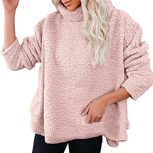 

Damen Pullover Strickwaren Gerippt Stricken Strick Einfarbig Rollkragen Stilvoll Casual Outdoor Täglich Winter Herbst Rosa Beige Schwarz S / Langarm / Festtage / Regular Fit / Ausgehen