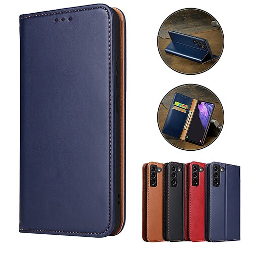 

Phone Case For Samsung Galaxy Wallet Card S22 S22 Plus S22 Ultra Wallet Full Body Protective Card Holder Slots Solid Colored PU Leather