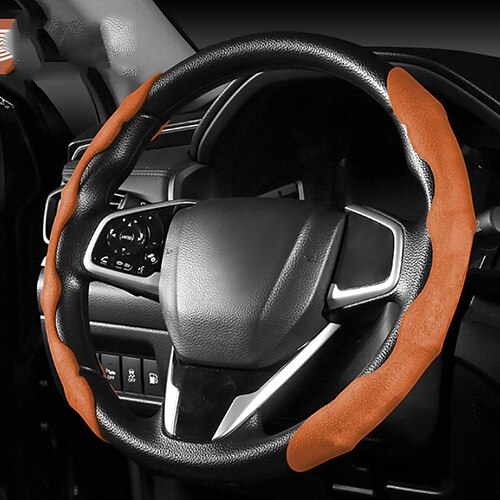 

2 PCS Suede Car Steering Wheel Cover Breathable Universal Fit For 15""~15""1/2