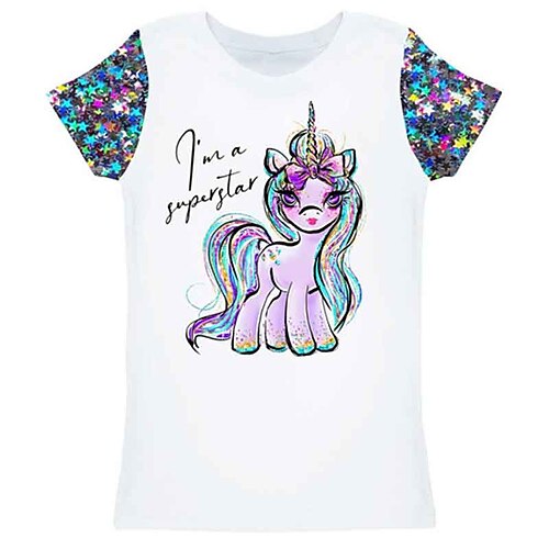 

Kids Girls' T shirt Animal Outdoor 3D Print Short Sleeve Crewneck Active 3-12 Years Spring White
