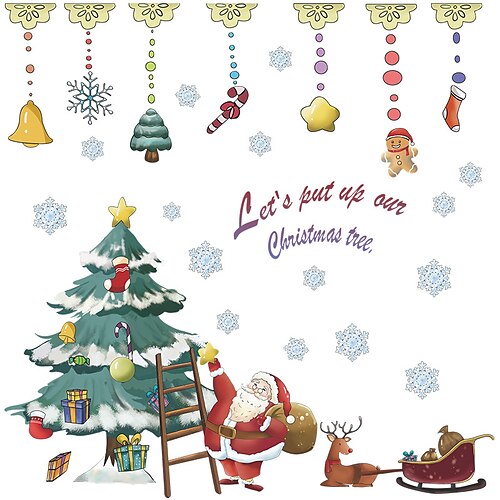 

Christmas / Cartoon Wall Stickers Bedroom / Living Room, Removable / Pre-pasted PVC Home Decoration Wall Decal 2pcs