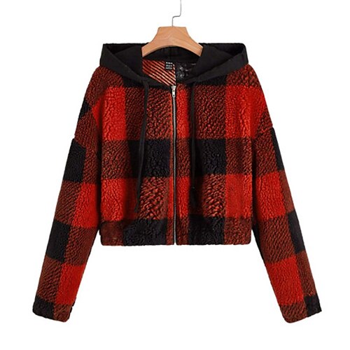 

Women's Casual Jacket Warm Breathable Outdoor Daily Wear Vacation Going out Zipper Stripe Zipper Turndown Active Fashion Comfortable Street Style Lattice Regular Fit Outerwear Long Sleeve Winter Fall