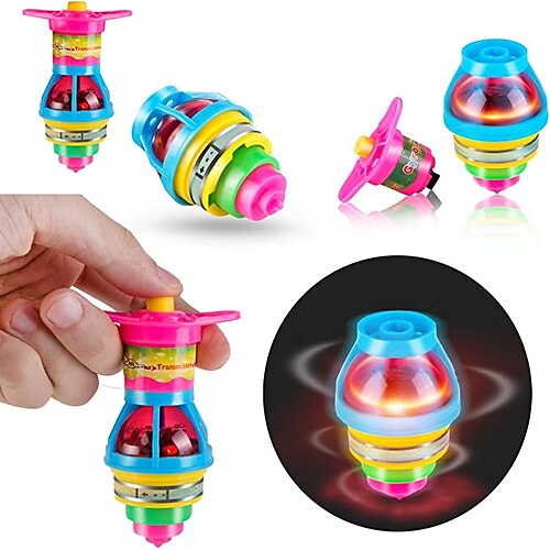 

15-Pack LED Light Up Flashing UFO Spinning Tops with Gyroscope Novelty Bulk Toys Party Favors