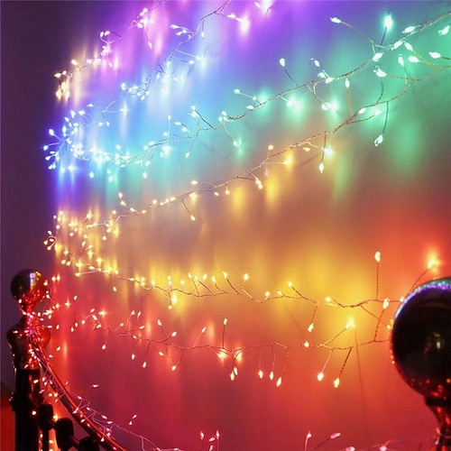 

Firecracker Lights 5M 200LEDs Fairy Lights 2M 100Leds Copper Waterproof Cluster Starry String Lights for Ceiling Bedroom Wreath Window Wedding Christmas Tree Decoration Warm White AA Battery Power