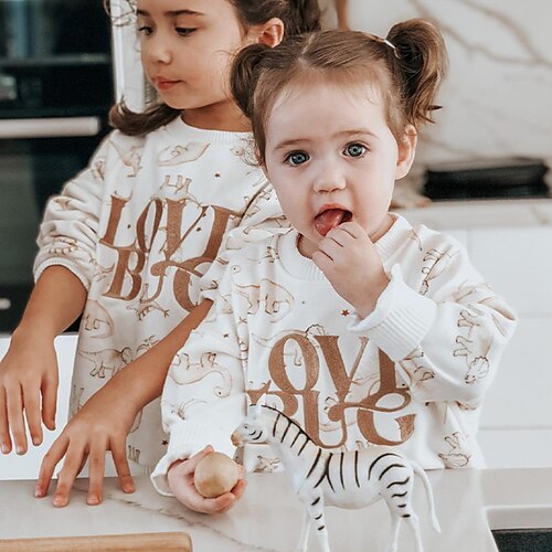 

Kids Girls' Sweatshirt Graphic Daily Long Sleeve Fashion Cotton 1-5 Years Winter White