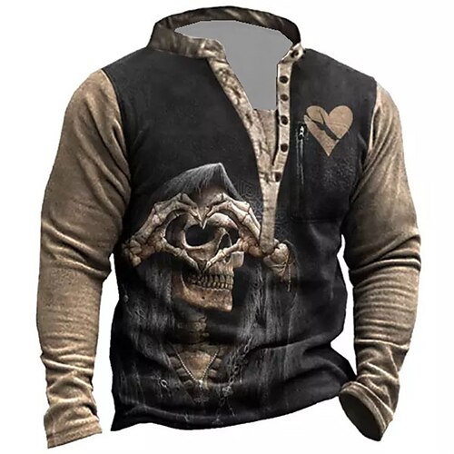 

Men's Unisex Sweatshirt Pullover Button Up Hoodie Skull Graphic Prints Zipper Print Daily Sports Holiday 3D Print Streetwear Designer Casual Clothing Apparel Hoodies Sweatshirts Long Sleeve Black