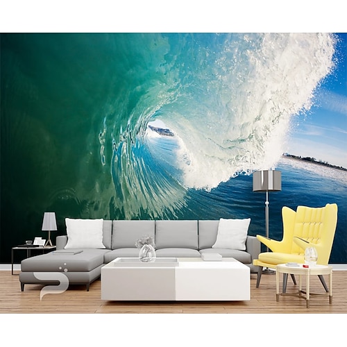 

3D Mural Wallpaper Ocean Wave Wall Sticker Covering Print Peel and Stick Removable PVC / Vinyl Material Self Adhesive / Adhesive Required Wall Decor Wall Mural for Living Room Bedroom