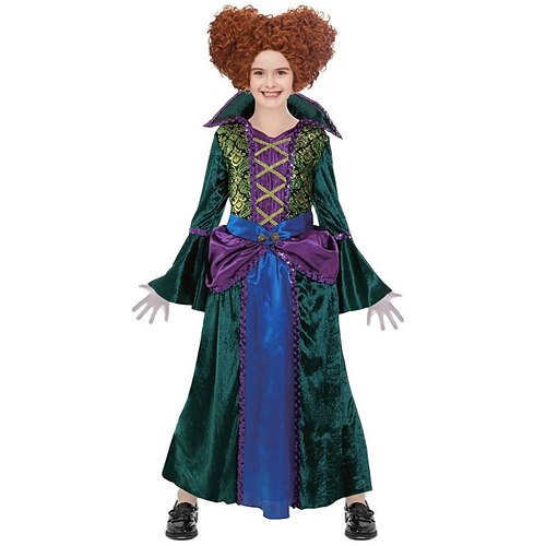 

Kids Girls' Hocus Pocus Witch Winifred Sanderson Halloween Dress Graphic A Line Dress Party Halloween Green Maxi Long Sleeve Costume Dresses Halloween Fall Winter Regular Fit 3-12 Years
