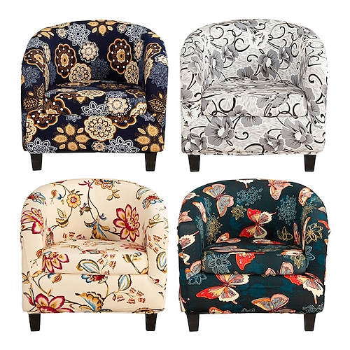 

Floral Printed Club Chair Slipcover Stretch Armchair Covers 1-Piece Club Tub Chair Covers Sofa Cover Couch Furniture Protector Cover Spandex Couch Covers for Living Room