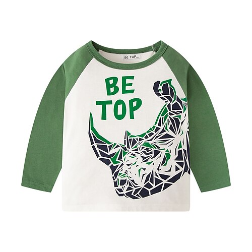 

Kids Boys T shirt Cartoon School Long Sleeve Active 2-8 Years Winter Green Blue