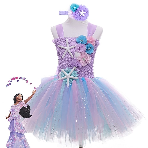 

Encanto Mirabel Madrigal Outfits Tutu Girls' Movie Cosplay Princess Sweet Purple Dress Wings Headwear Masquerade Organza