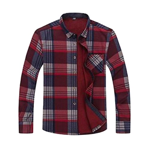 

Men's Flannel Shirt Shirt Jacket Shacket Shirt Plaid / Check Lattice Classic Collar Red Casual Daily Long Sleeve Clothing Apparel Business Casual