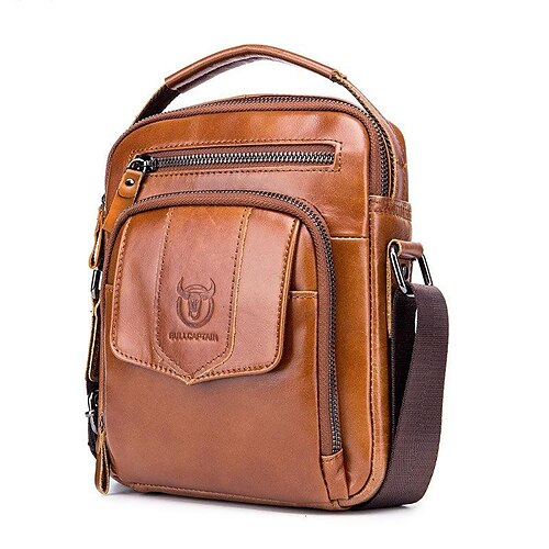 

Men's Work Bag Messenger Bag Cowhide Zipper Daily Date Office & Career Shoulder bag 777 brown Shoulder bag 777 yellow brown Black