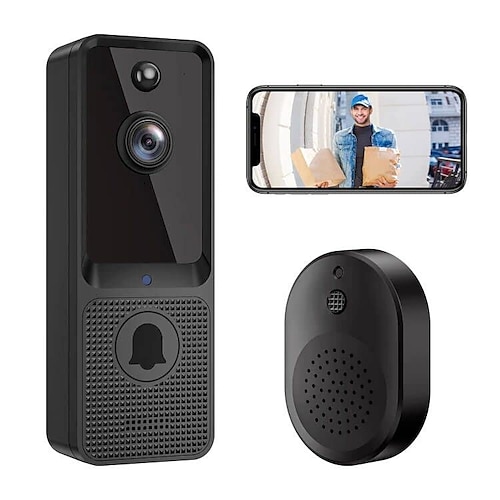

Wireless Doorbell Camera with Chime Smart Video Doorbell Camera with Motion Detector Cloud Storage HD Live Image 2-Way Audio Night Vision 2.4G WiFi for iOS & Android