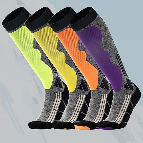 

Men's Women's Hiking Socks Ski Socks Sports Socks Outdoor Windproof Warm Breathable Sweat-Wicking Socks Cotton Green Purple Yellow for