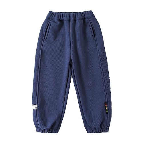 

Kids Boys Pants Solid Colored Active Street 3-13 Years Winter Navy Blue Gray