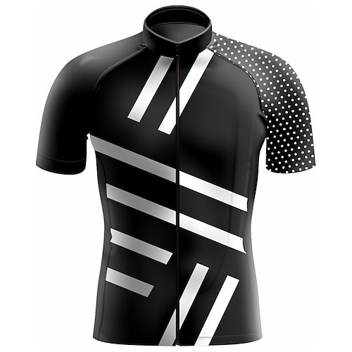 

21Grams Men's Cycling Jersey Short Sleeve Bike Top with 3 Rear Pockets Mountain Bike MTB Road Bike Cycling Breathable Quick Dry Moisture Wicking Reflective Strips Black Polka Dot Geometic Polyester