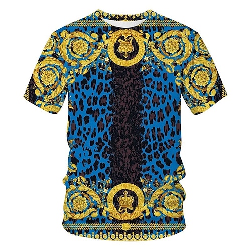 

Men's Unisex T shirt Tee Floral Graphic Prints Crew Neck Yellow 3D Print Outdoor Street Short Sleeve Print Clothing Apparel Sports Casual Big and Tall / Summer / Summer