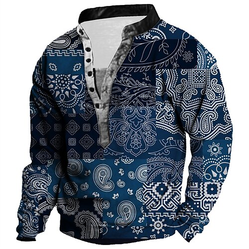 

Men's Unisex Sweatshirt Pullover Button Up Hoodie Tribal Graphic Prints Print Casual Daily Sports 3D Print Streetwear Designer Casual Clothing Apparel Hoodies Sweatshirts Long Sleeve Royal Blue Brown