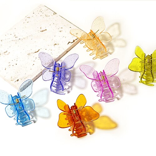 

6 Pieces Kids Girls' Sweet Daily Solid Colored Butterly Style Hair Accessories Colorful