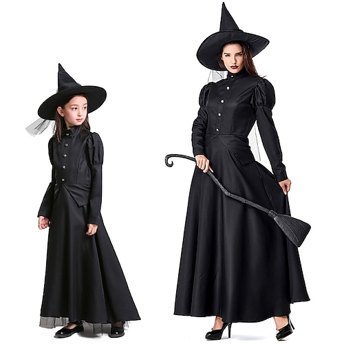 

The Wizard of Oz Witch Dress Hat Outfits Women's Girls' Movie Cosplay Cosplay Halloween Black Gray Dress Hat Halloween Carnival Masquerade Polyester