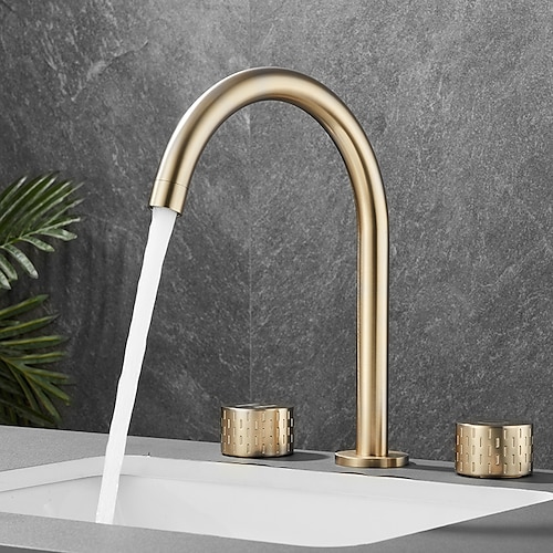 

Bathroom Sink Faucet - Rotatable / Classic Electroplated Widespread Two Handles Three Holes Bath Taps