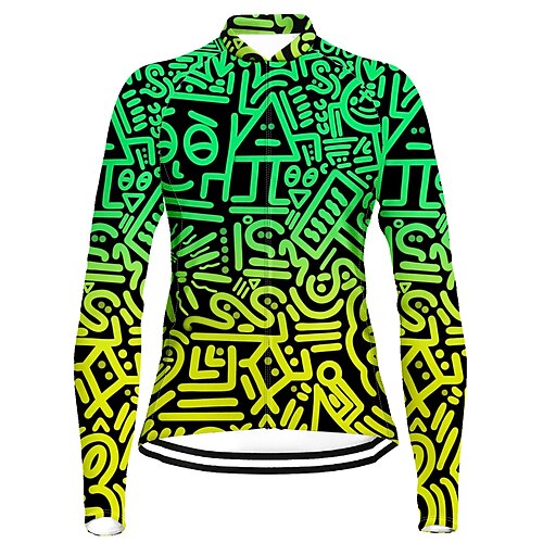 

21Grams Women's Cycling Jersey Long Sleeve Bike Top with 3 Rear Pockets Mountain Bike MTB Road Bike Cycling Quick Dry Moisture Wicking Green Graphic Spandex Sports Clothing Apparel / Stretchy