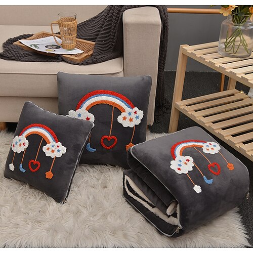 

Velvet 2 In 1 Cushion Pillow Portable Foldable Throw Pillows With Zipper Sofa Car Office Nap Blanket Quilt Bedding Home Decor