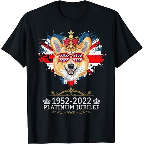 

Inspired by Queen's Platinum Jubilee 2022 Elizabeth 70 Years British Corgi T-shirt Cartoon Manga Anime Classic Street Style T-shirt For Men's Women's Unisex Adults' Hot Stamping 100% Polyester