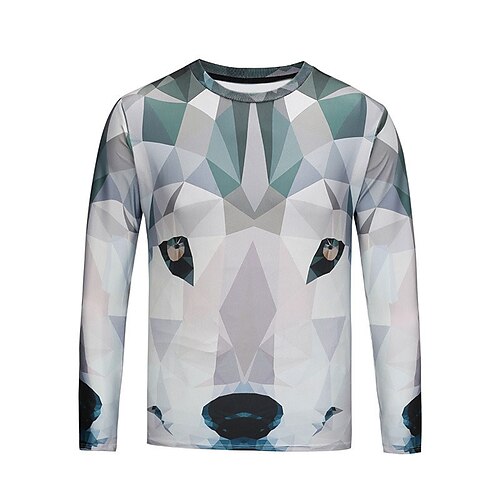 

Men's Unisex T shirt Tee Animal Graphic Prints Crew Neck Gray Long Sleeve 3D Print Outdoor Street Print Tops Basic Sports Designer Casual