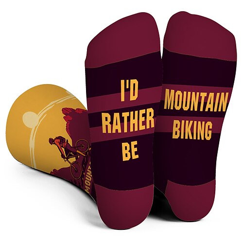 

Socks Cycling Socks Funny Socks Novelty Socks I'd Rather Be Men's Women's Bike / Cycling Breathable Soft Comfortable 1 Pair Graphic Cotton Blue S M L