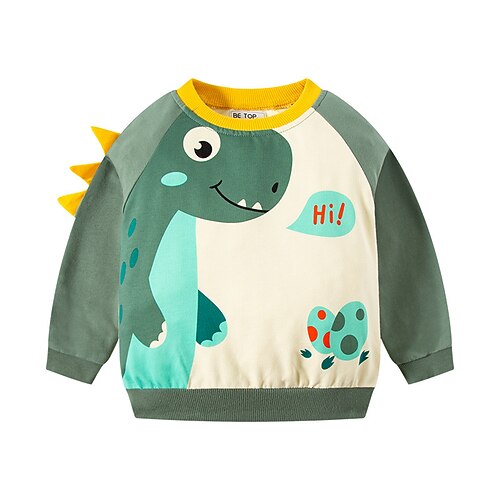 

Kids Boys Sweatshirt Cartoon Outdoor Long Sleeve Cool Cotton 2-8 Years Winter Green Blue