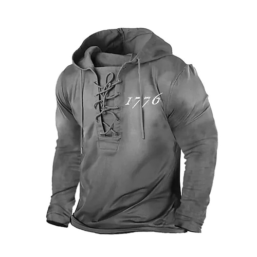 

Men's Unisex Pullover Hoodie Sweatshirt Gray Hooded Graphic Prints Lace up Print Sports Outdoor Daily Sports 3D Print Designer Casual Big and Tall Spring Fall Clothing Apparel Hoodies