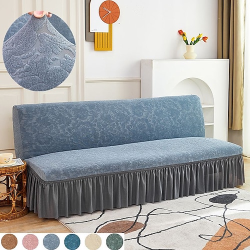 

1-Piece Sofa Slipcover with Skirt Armless Sofa Cover Furniture Protector Without Armrests Slipcover Soft with Elastic Bottom