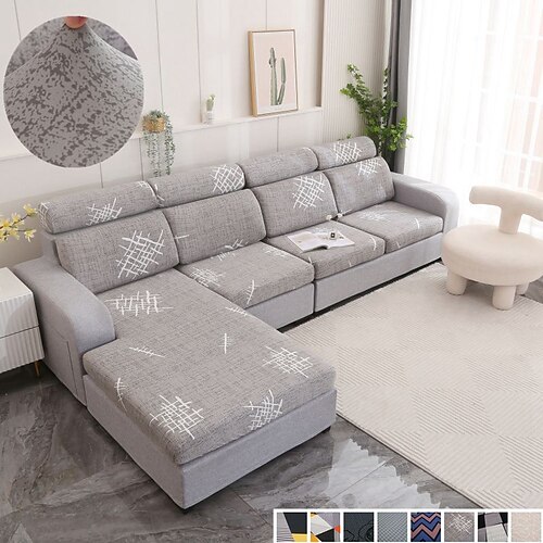 

Stretch Sofa Cover Slipcover with Seat Cover Elastic Sectional Couch Armchair Loveseat 4 Or 3 Seater L Shape Soft Durable Washable