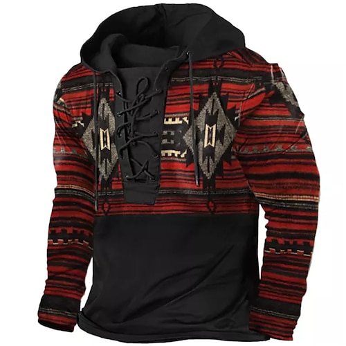 

Men's Unisex Pullover Hoodie Sweatshirt Red Hooded Color Block Graphic Prints Lace up Print Sports & Outdoor Daily Sports 3D Print Designer Casual Big and Tall Spring & Fall Clothing Apparel Hoodies