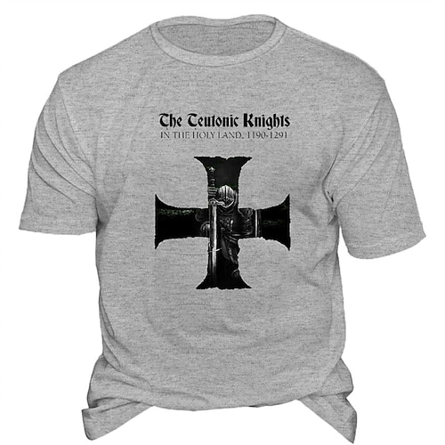 

Men's Unisex T shirt Tee Cross Crew Neck Gray Print Outdoor Street Short Sleeve Print Clothing Apparel Sports Designer Casual Big and Tall / Summer / Summer