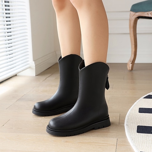 

Girls' Boots Bootie PU School Shoes Big Kids(7years ) School Daily Zipper White Black Fall Winter / Booties / Ankle Boots