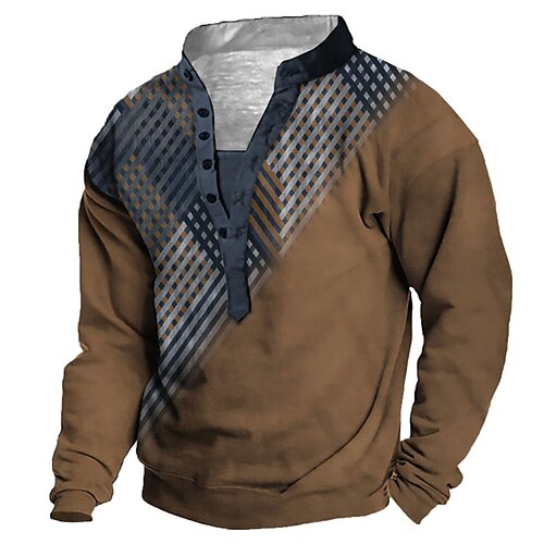 

Men's Unisex Sweatshirt Pullover Button Up Hoodie Standing Collar Color Block Graphic Prints Print Casual Daily Sports 3D Print Streetwear Designer Casual Clothing Apparel Hoodies Sweatshirts Long