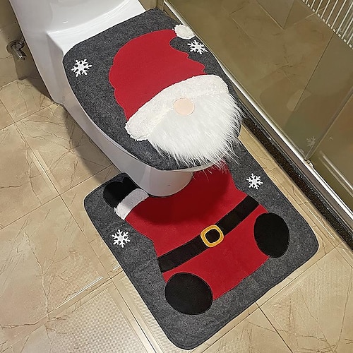 

Christmas Decoration Supplies Dwarf Faceless Elderly Toilet Set Toilet Creative Layout Dress Up Two-Piece Set