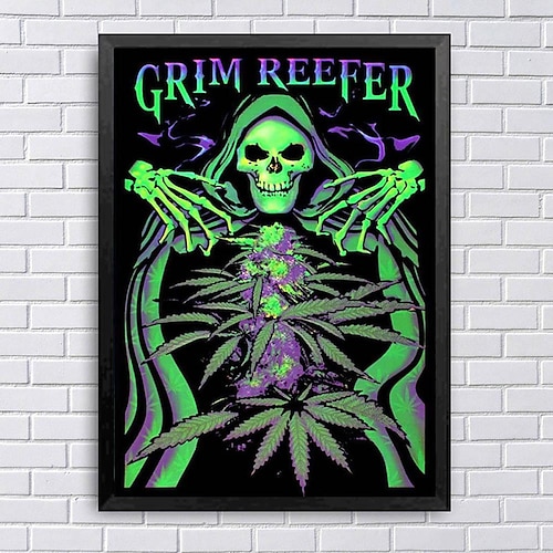 

creative decorative diy collection poster grim refrigerated marijuana skull black light anime poster