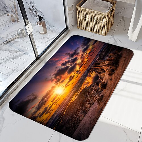 

Beach Series Digital Printing Floor Mat Modern Bath Mats Nonwoven / Memory Foam Novelty Bathroom